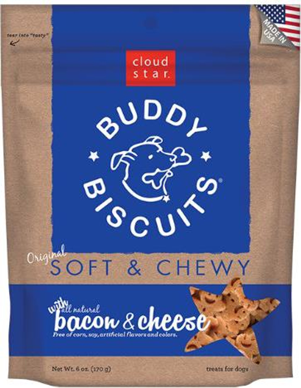 Cloud Star Soft and Chewy Bacon and Cheese Buddy Dog Biscuits， 6 Oz.