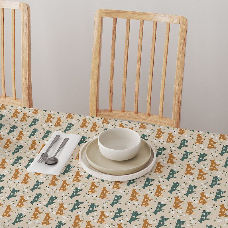 Square Tablecloth， 100% Polyester， 70x70， Cattle with Flowers