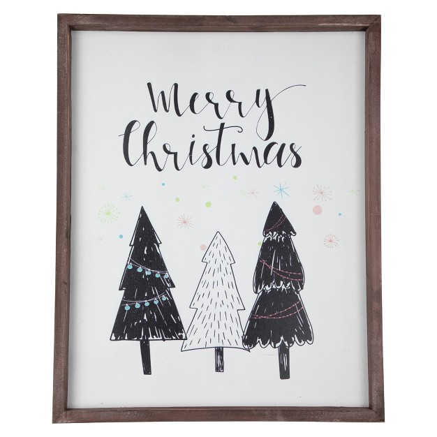 Merry Christmas With Holiday Trees Wall Sign