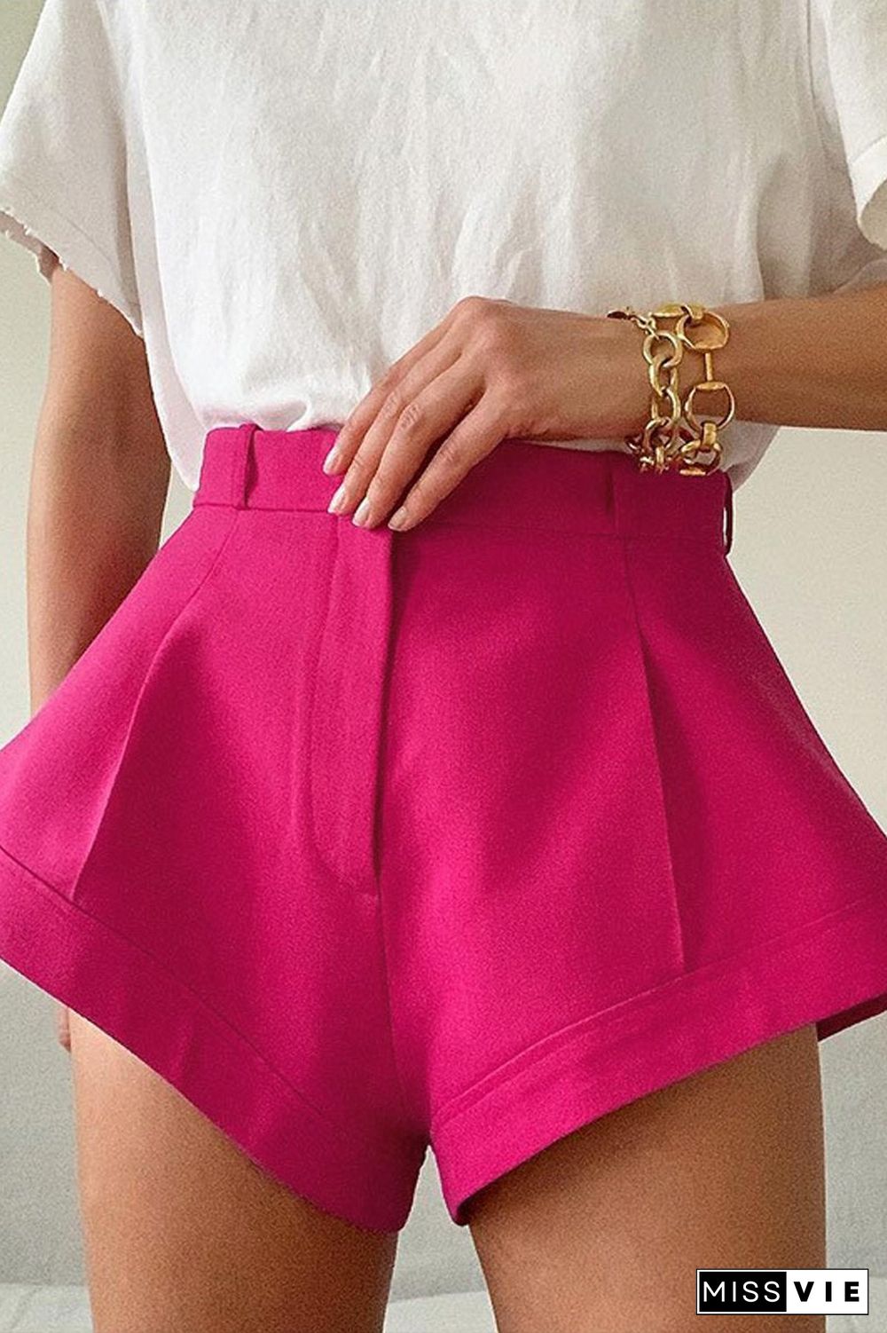 High Waist Wide Leg Casual Shorts