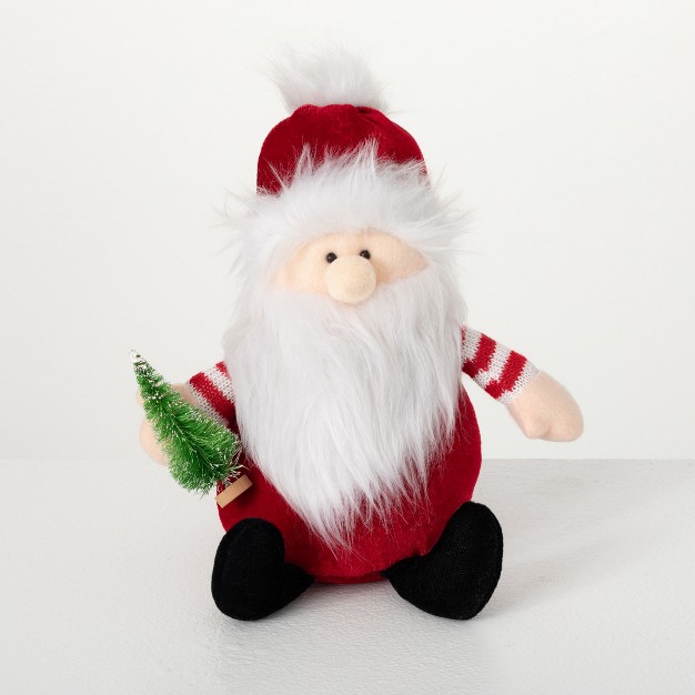 Sullivans Sitting Plush Santa With Tree Multicolor 9 5 quot h