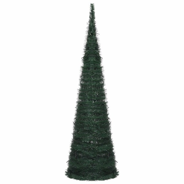 vidaXL Popup String Artificial Prelit Christmas Tree Green 5 ft