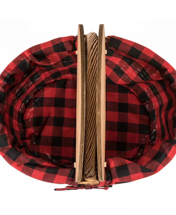 Picnic Time Country Red and Black Buffalo Plaid Picnic Basket