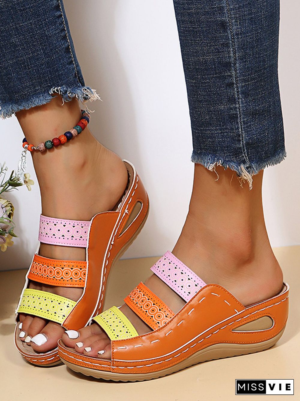 Casual Ethnic Hollow Slippers Wedges