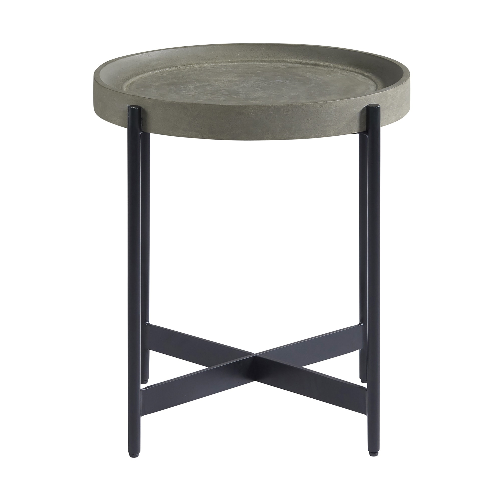 Brookline 20 in. Round Wood with Concrete-Coating End Table