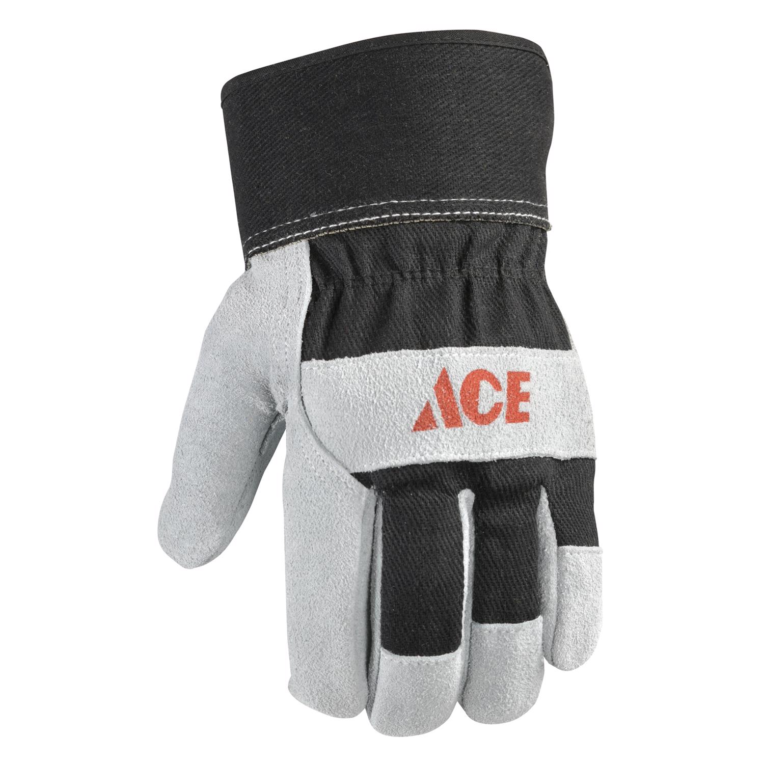 Ace Men\u0027s Indoor/Outdoor Work Gloves Black/Gray L 1 pair