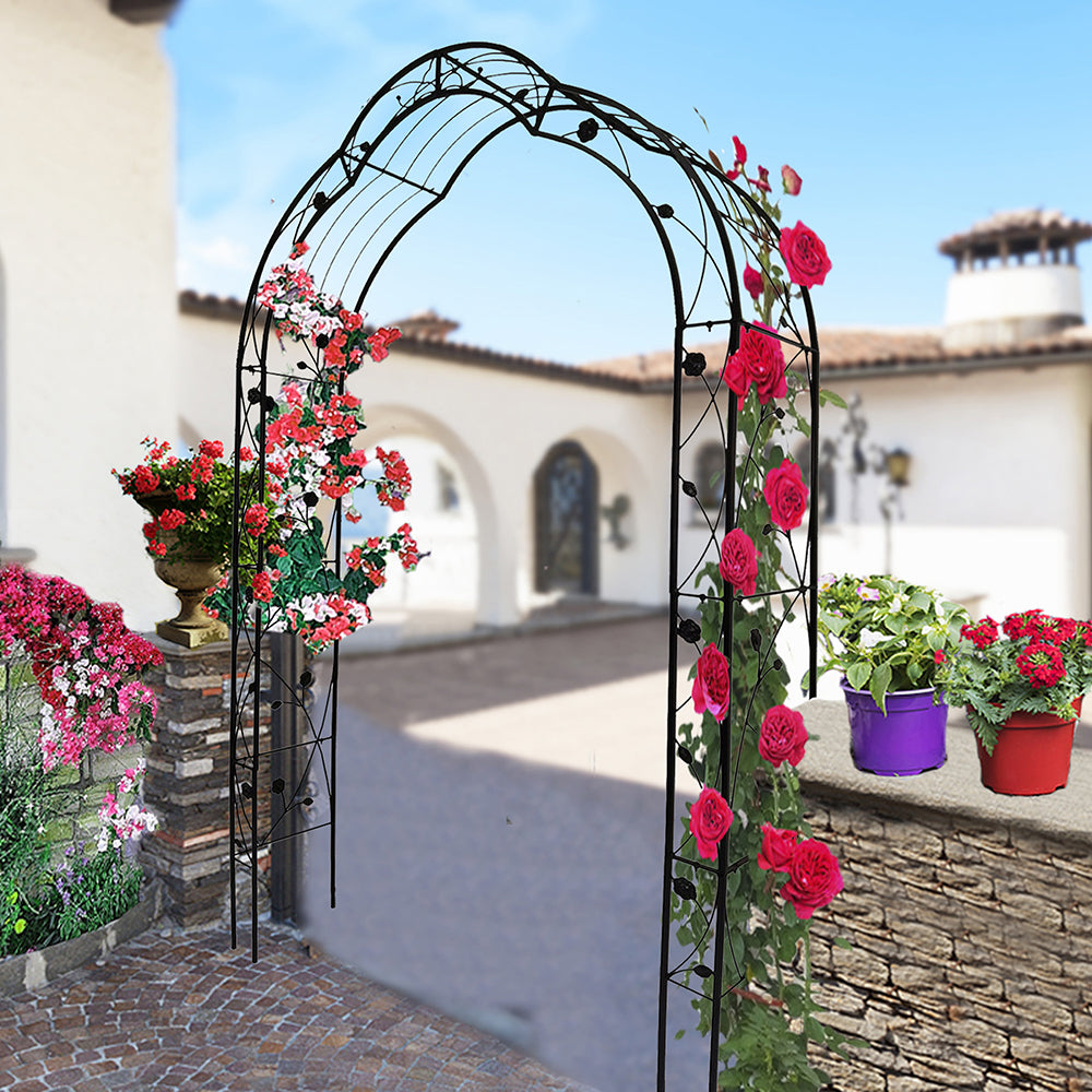 Garden Arch Metal Arbor Trellis for Climbing Plants-Black