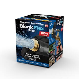 BIONIC FLEX Pro 34 in. Dia. x 100 ft. Light-Weight Heavy-Duty Premium Garden Water Hose with Brass Fitting and Shooting Nozzle 8504