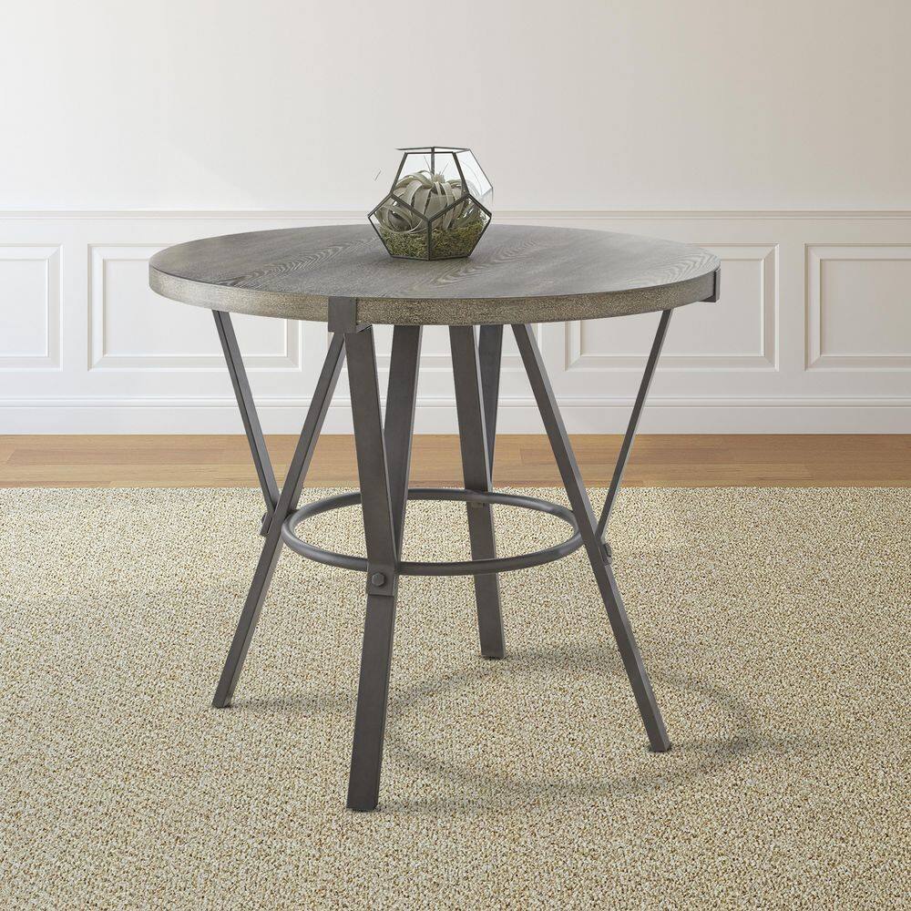 Steve Silver Company Portland 42 in. Round Gray Wood and Ash Veneer Top Counter Table (Seats up to 4) OR420PT