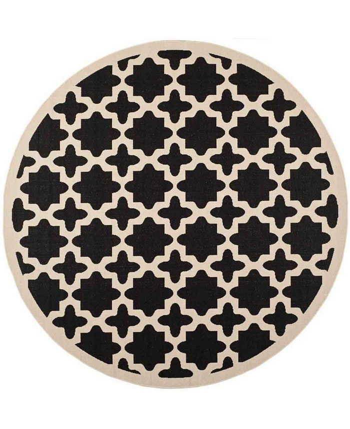 Safavieh Courtyard CY6913 Black and Beige 5'3 x 5'3 Sisal Weave Round Outdoor Area Rug