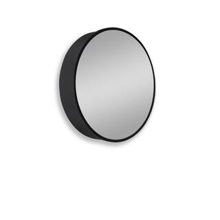 24 in. W x 24 in. H Medium Round Black Framed Aluminum Alloy Surface Mount Medicine Cabinet with Mirror ASMBPSR2424