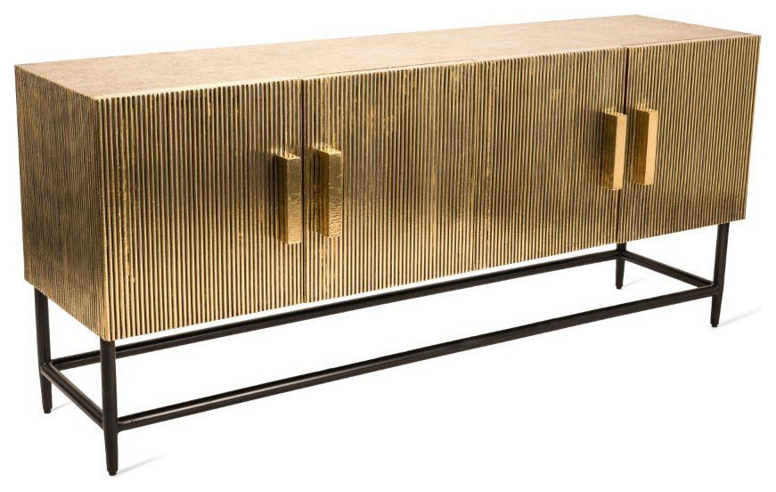 Brass Metal Cabinet  Pols Potten Ribbel Low   Midcentury   Accent Chests And Cabinets   by Luxury Furnitures  Houzz