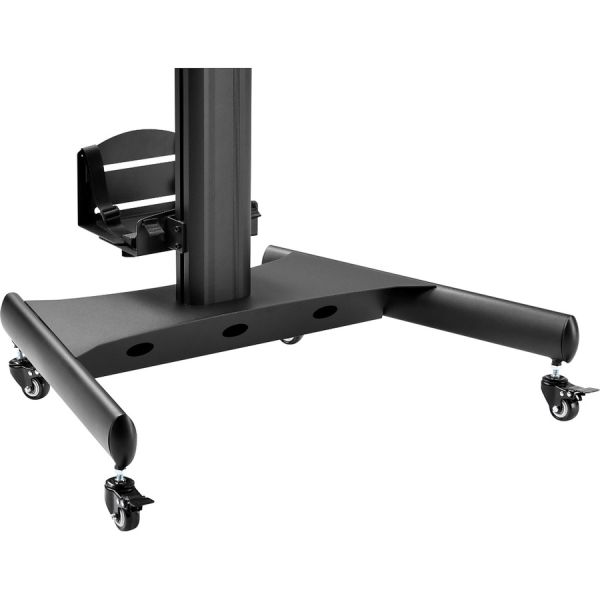 StarTech.com Mobile Standing Workstation with Monitor Mount， CPU/PC Holder， Height Adjustable Desktop Computer Cart， Standing Workstation