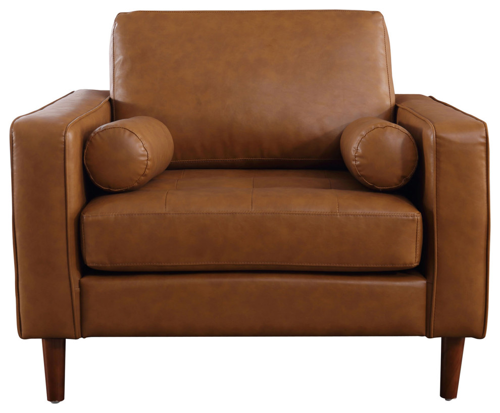 Frederick Modern Contemporary Leather Armchair   Midcentury   Armchairs And Accent Chairs   by Crafters and Weavers  Houzz