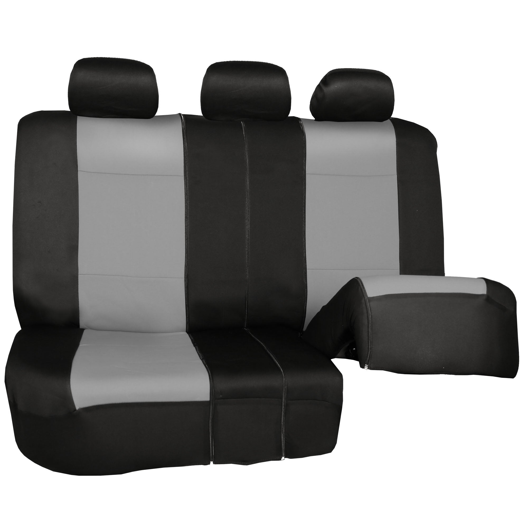 FH Group Neoprene Seat Covers for Auto Car Sedan SUV Van Full Set Gray Black with Free Air Freshener