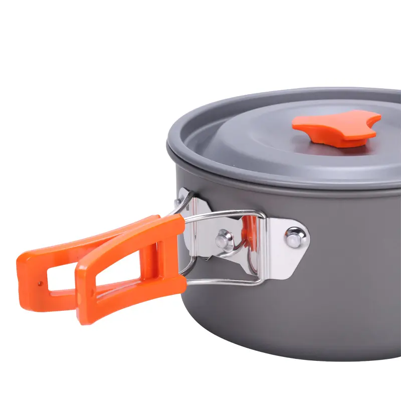 Aluminum Outdoor Camping Tool Folding Pots and Pans Cookware Mess Kit Lightweight Hiking Equipment Cookware Set