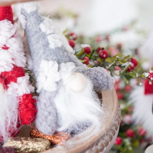 AandB Home Gnomes with Snowflake Patterned Hat in Wooden Crate