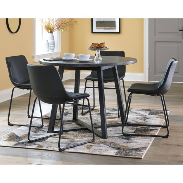 Centiar Round Dining Room Table Gray black Signature Design By Ashley