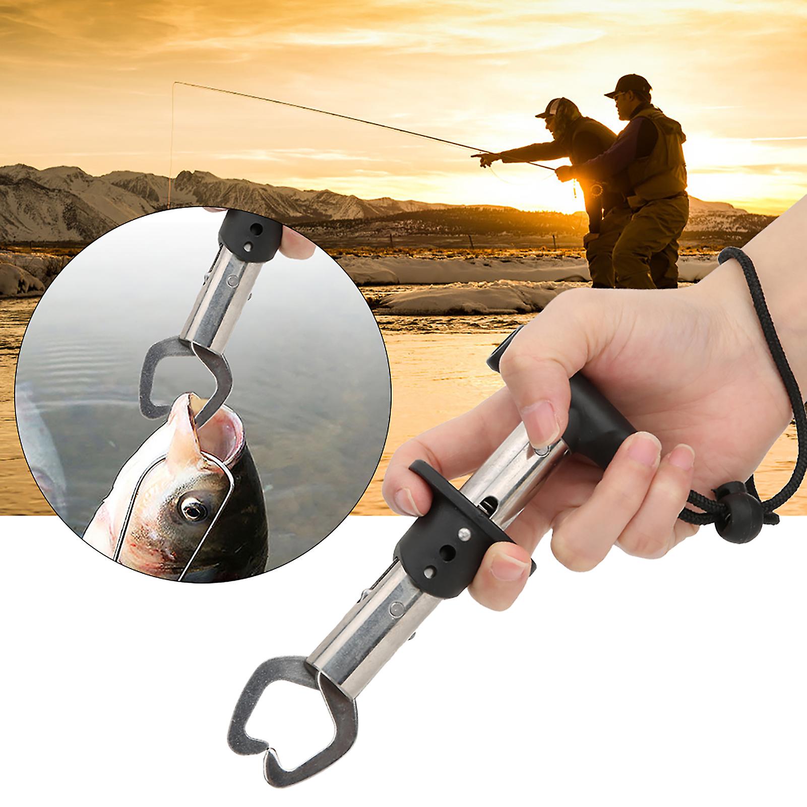 Stainless Steel Fishing Clamp Fish Grip Control Tackle Equipment Accessory With Weigh Ruler Anti-lost Hand Strap