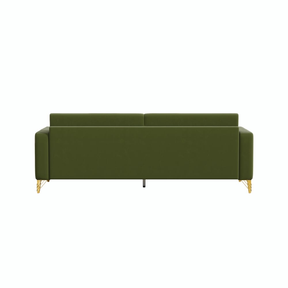 Modern Designs Velvet Upholstered Living Room Sofa  2 Seat Sofa Couch With Golden Metal Legs with Avocado green Sofa