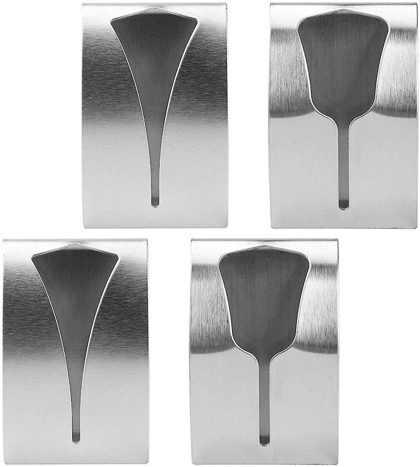 Hooka Set Of 5 Self-adhesive Stainless Steel Dish Towel Holder， Metal Towel Rack， No Drilling Required