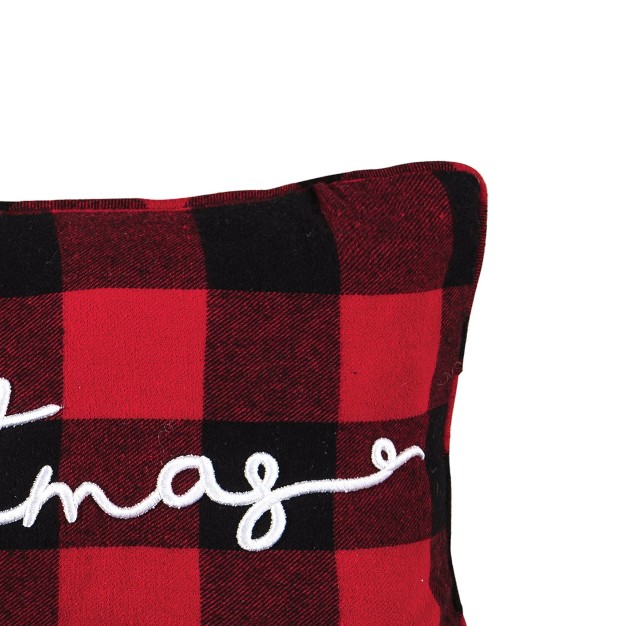 C amp f Home Merry Christmas Plaid Embroidered Throw Pillow