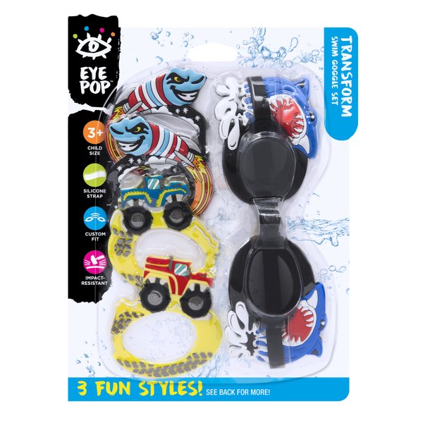 EyePop Transform Boys Swim Goggle Set Including 3 Individual Attachments, for Kids Ages 4 and up