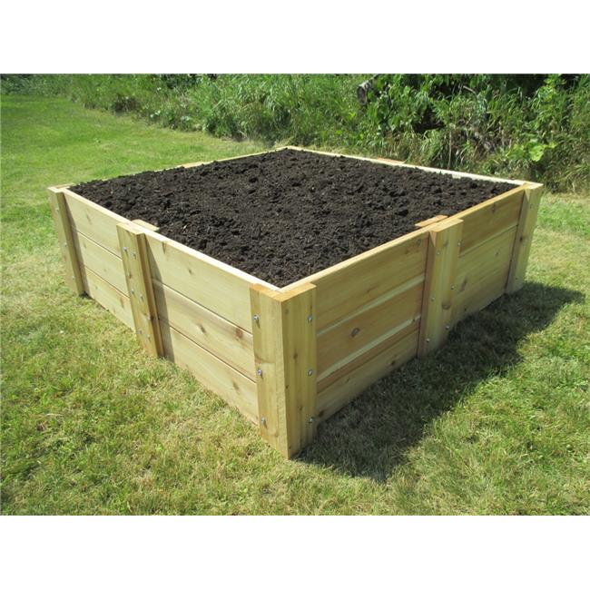 Infinite Cedar RB4x4x16.5 Deep Root Cedar Raised Garden Bed& 4 ft. x 4 ft. x 16.5 in.