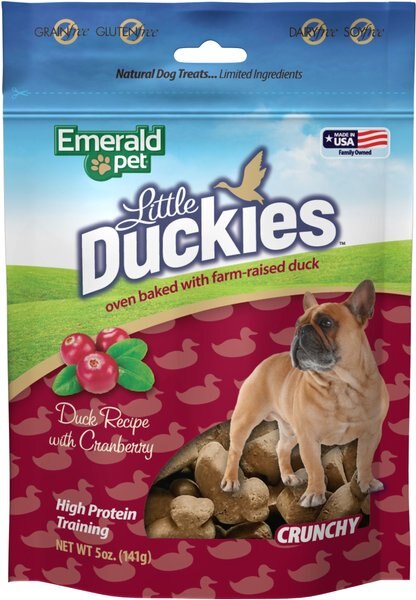 Emerald Pet Grain-Free Little Duckies with Duck and Cranberry Dog Treats