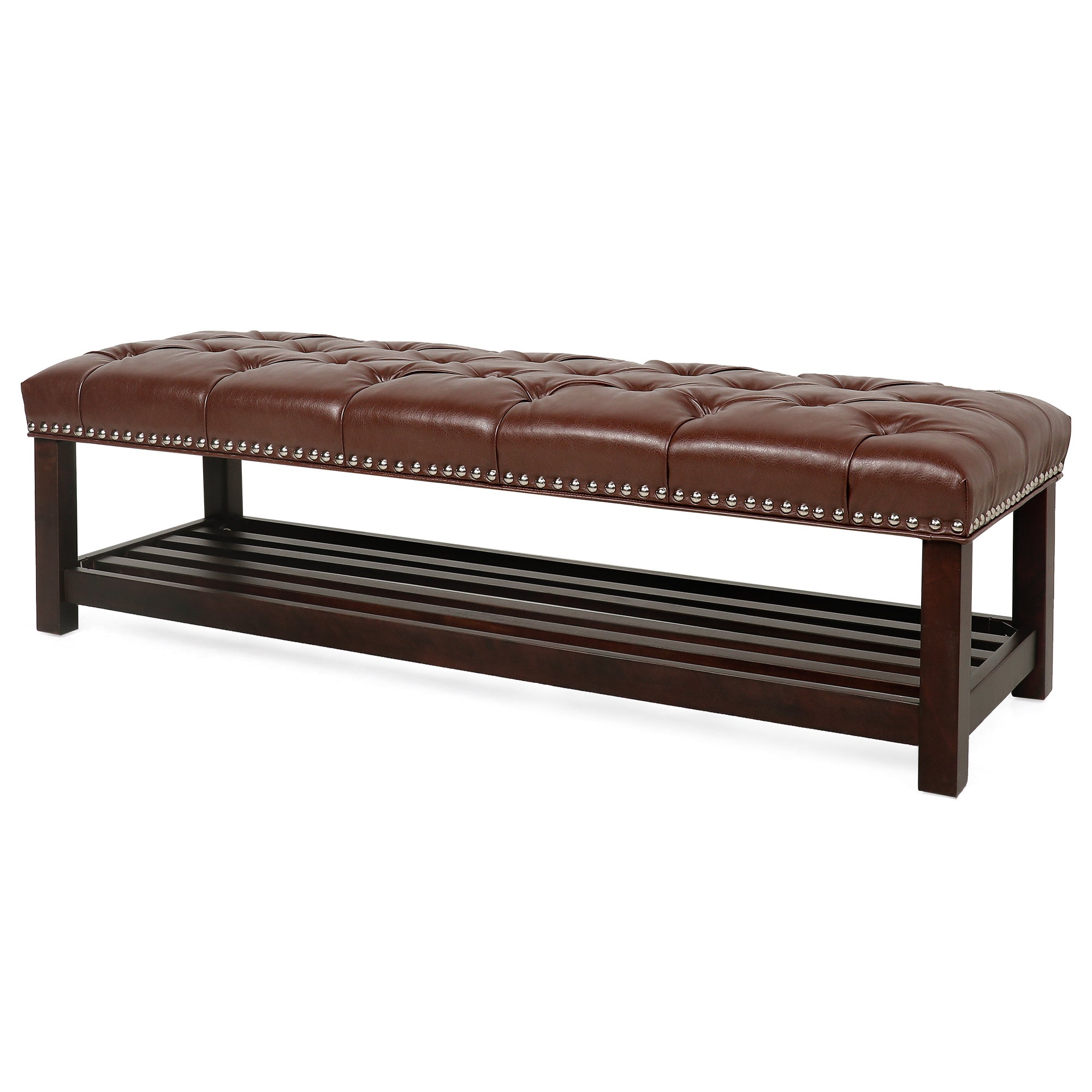 LANTRO JS Wooden Base Upholstered Bench for Bedroom for Entryway