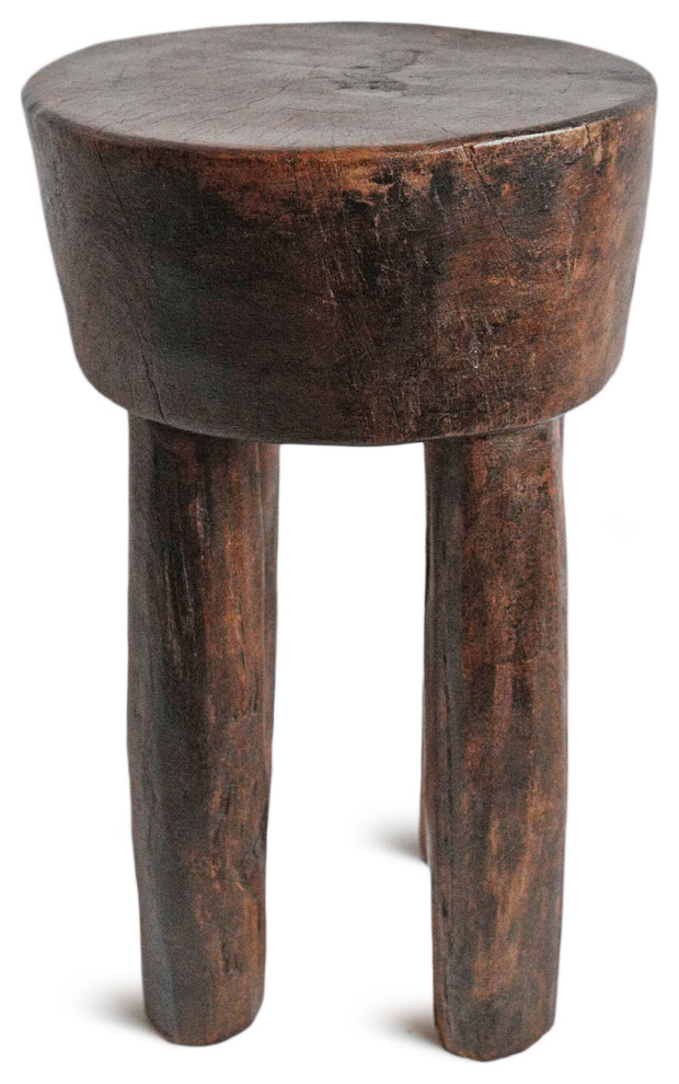 Consigned Ivory Coast Wood Stool 19   Rustic   Accent And Garden Stools   by Design Mix Furniture  Houzz