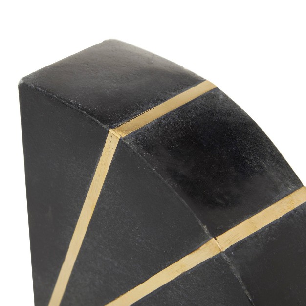 Set Of 2 Marble Geometric Bookends With Gold Inlay Black Cosmoliving By Cosmopolitan