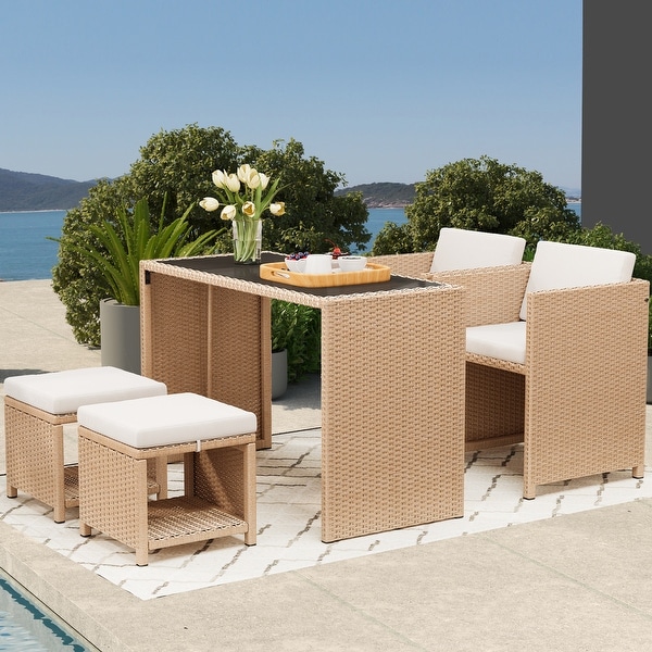 Moasis 5Piece Outdoor Furniture Wicker Bar Set