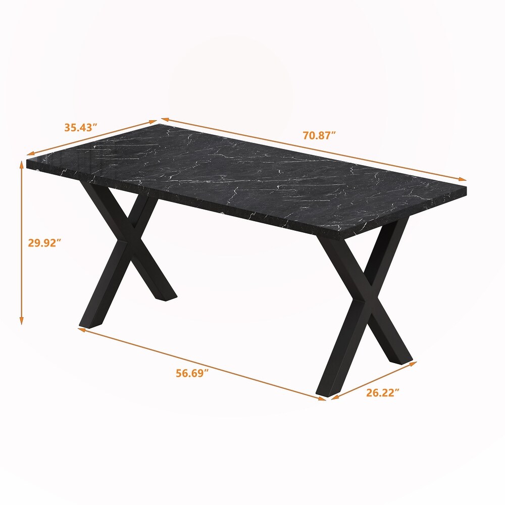 Square Dining Table with Printed Marble