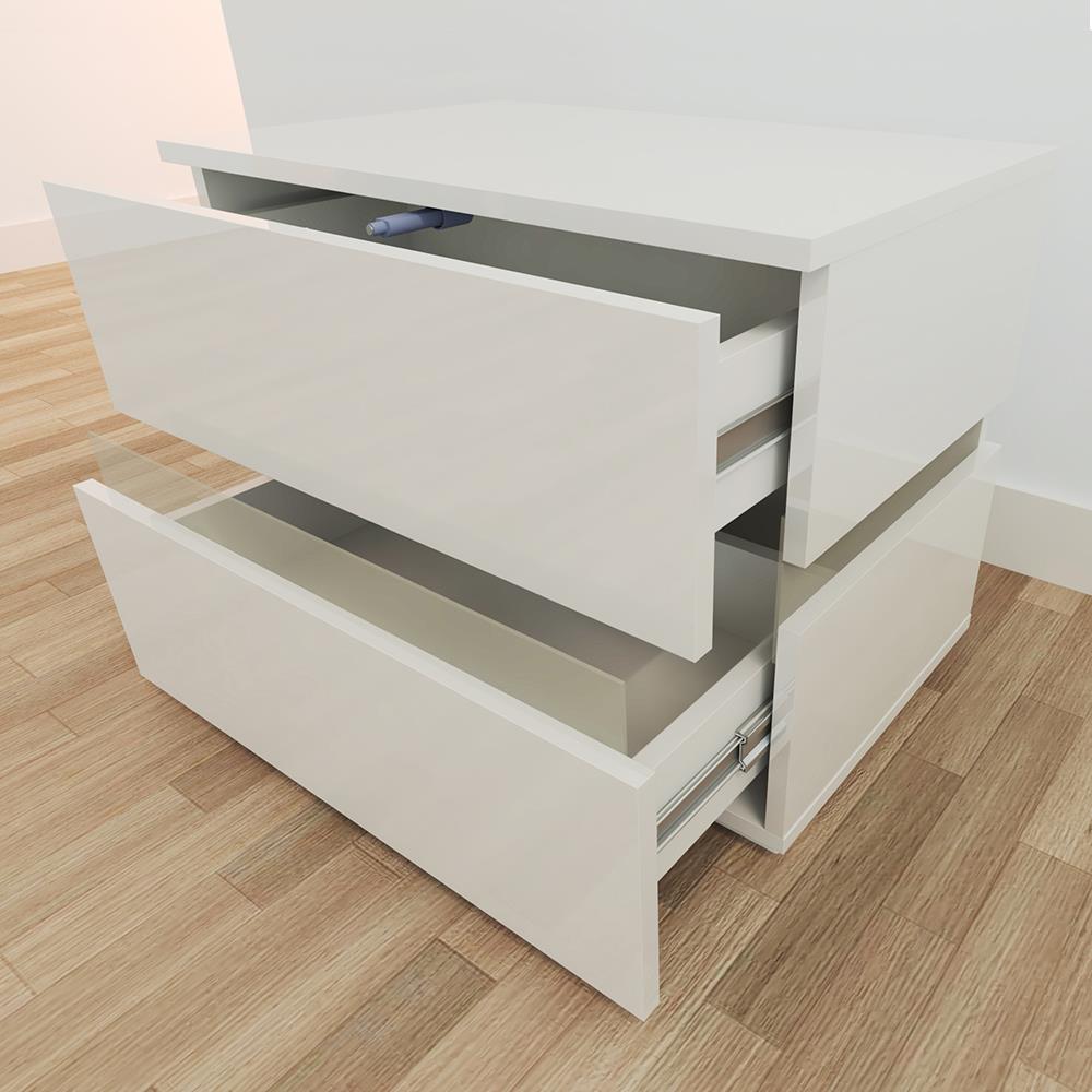 GoDecor LED Nightstand Bedroom Storage Bedside Table Side End Table with 2 Drawers White