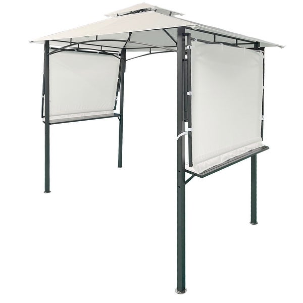 13 x 4.5 Ft Outdoor Grill Gazebo with Bar Counters and Extendable Shades