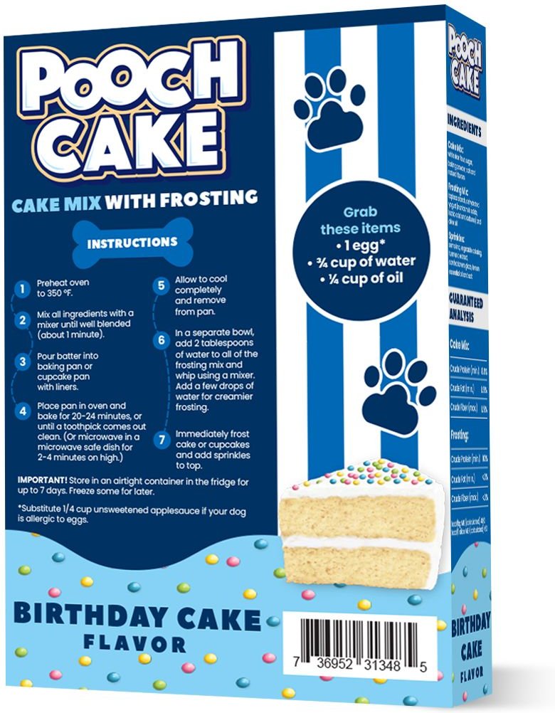 Pooch Cake Birthday Cake Mix w/Frosting and Sprinkles Dog Treat， 10-oz box