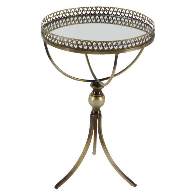 Metal And Glass Round Pedestal Table Gold Olivia amp May