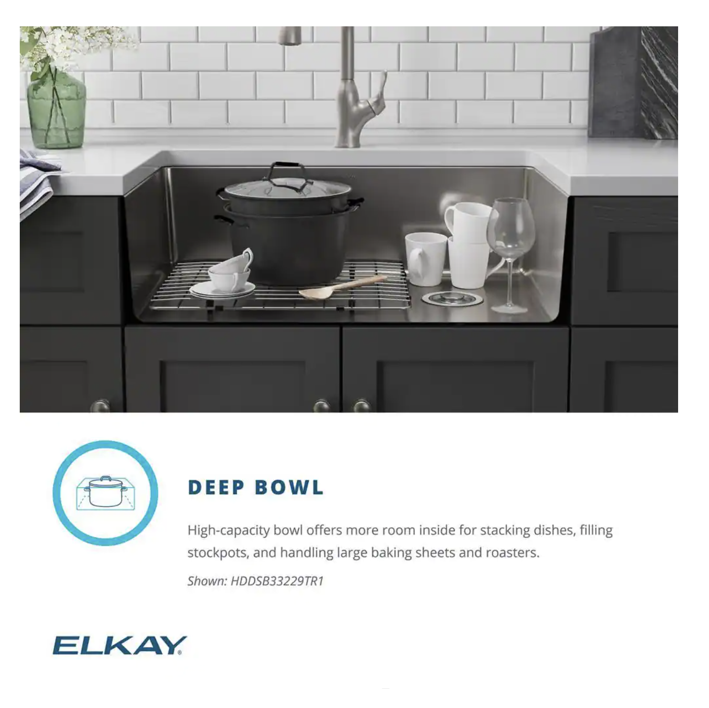 Elkay Avenue Drop-in/Undermount Stainless Steel 33 in. Single Bowl Kitchen Sink with Bottom Grid