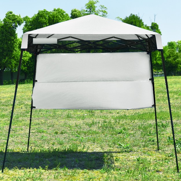 Tangkula 7x7 Ft Pop up Canopy Portable Outdoor Offset Tent W carry Bag Blue white grey