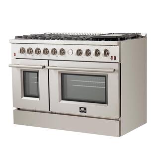 Forno Professional 48 in. Freestanding Double Oven Dual Fuel Range 8 Burners Stainless Steel with AirFry FFSGS6291-48