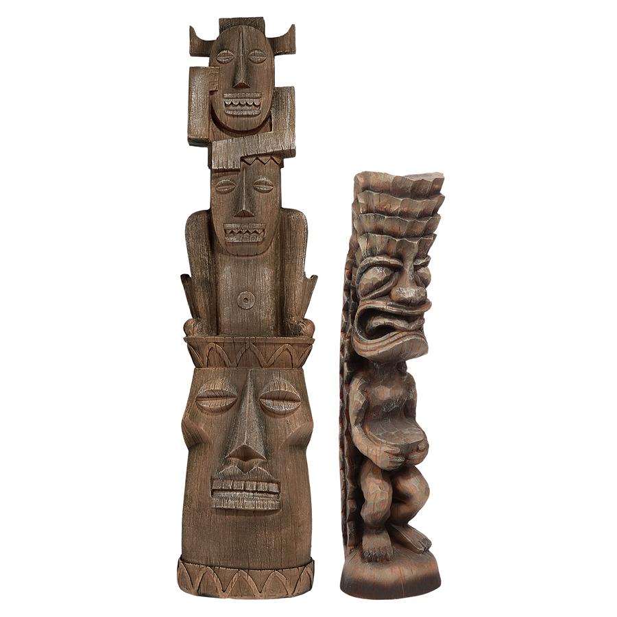 Design Toscano Tiki Gods: the Art of Celebration Statues Set of Luau & Three Pleasures Gods