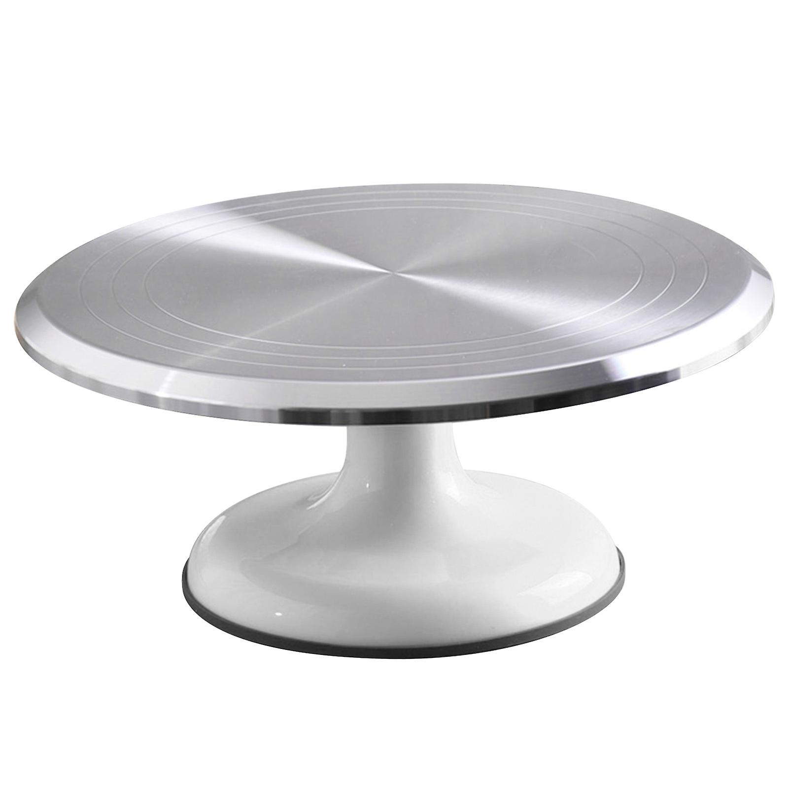 10 Inch Revolving Cake Decorating Stand Professional Aluminum Alloy Cake Turntable for Home Cake Decorating Supplies White