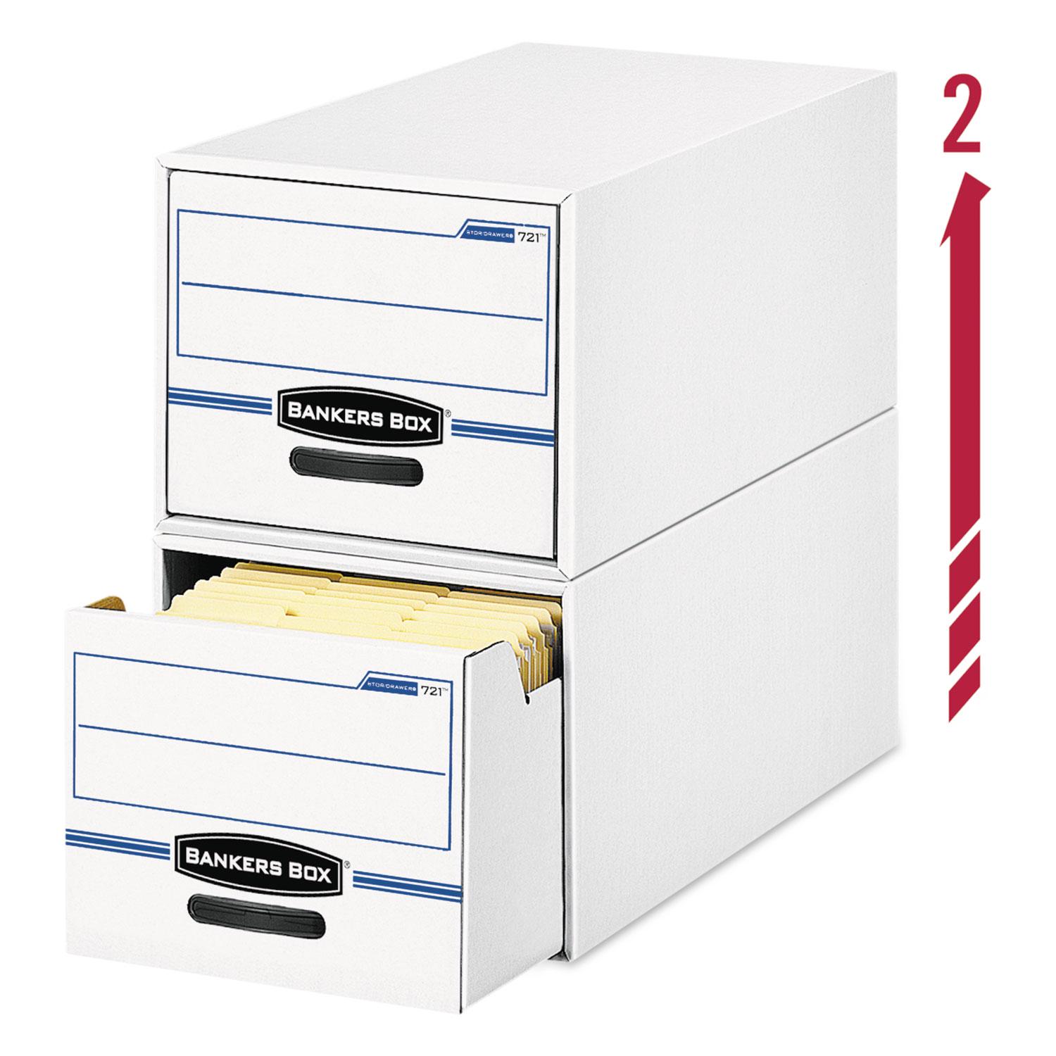 Bankers Box， FEL00721， Stor/Drawer File Storage Unit， 6 / Carton， White，Blue