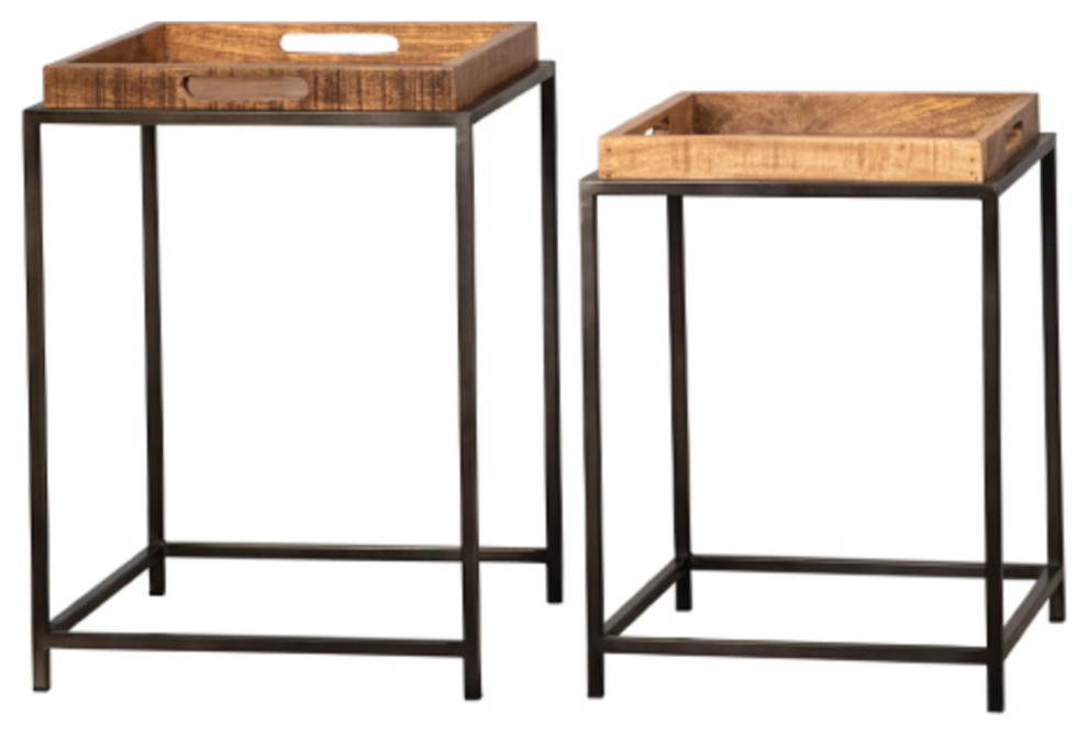 Salvaged Wood Tray Nesting Tables   Industrial   Coffee Table Sets   by Design Mix Furniture  Houzz