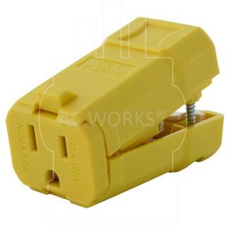 AC WORKS 15 Amp 125-Volt NEMA 5-15P Square Household Female Connector with UL C-UL Approval ASQ515R-YW