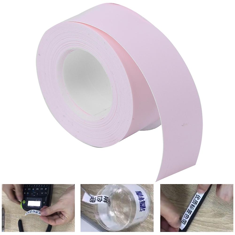 Label Tape Thermal Paper Fit For Labeling Machine Pink Base Black Letter