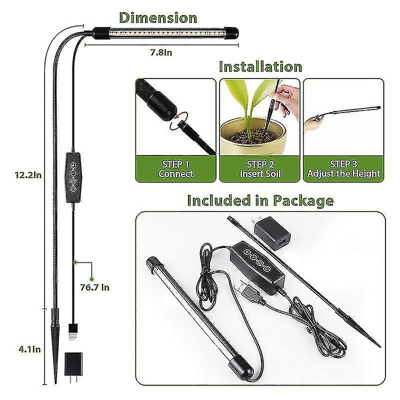 Christmas Grow For Indoor Plants Growing， 6000k Spectrum Gooseneck Plant Lamp For Ings Succule