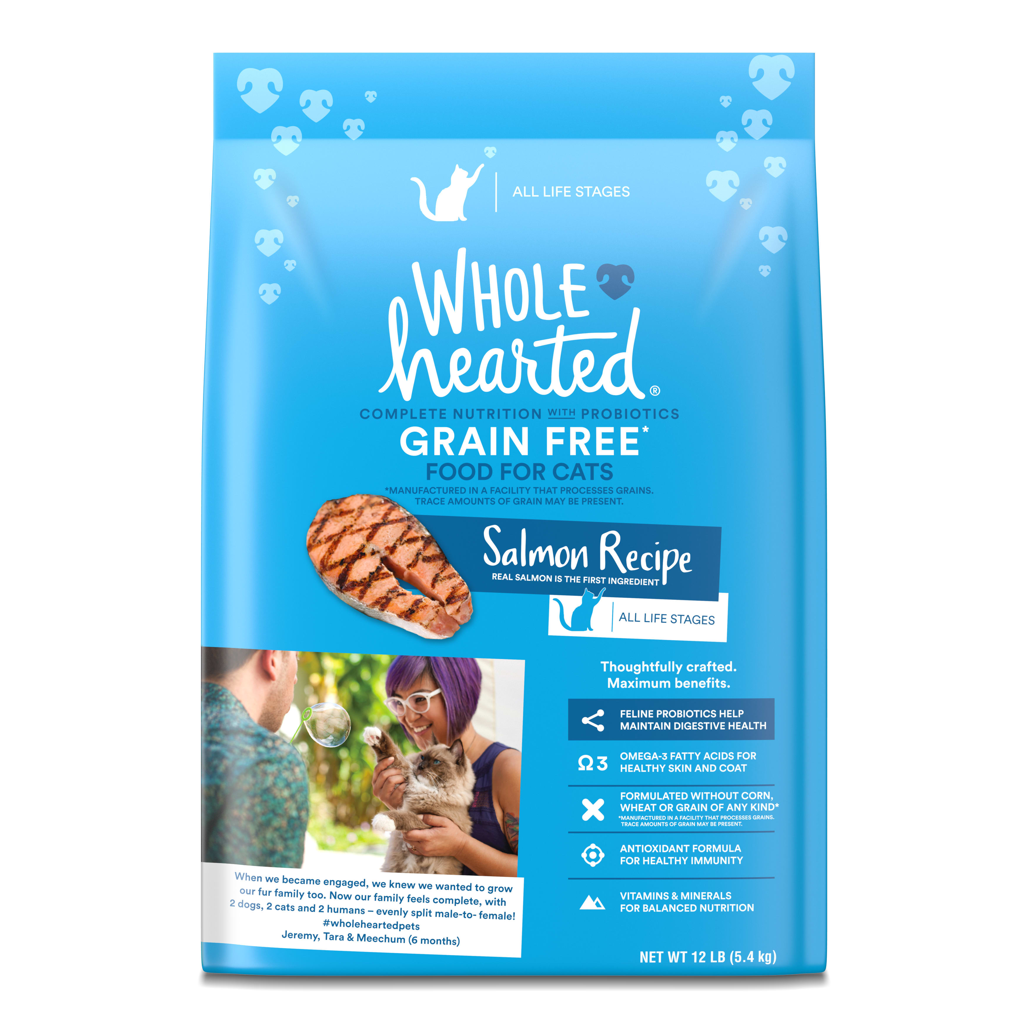 WholeHearted Grain Free Salmon Formula Dry Cat Food， 12 lbs.