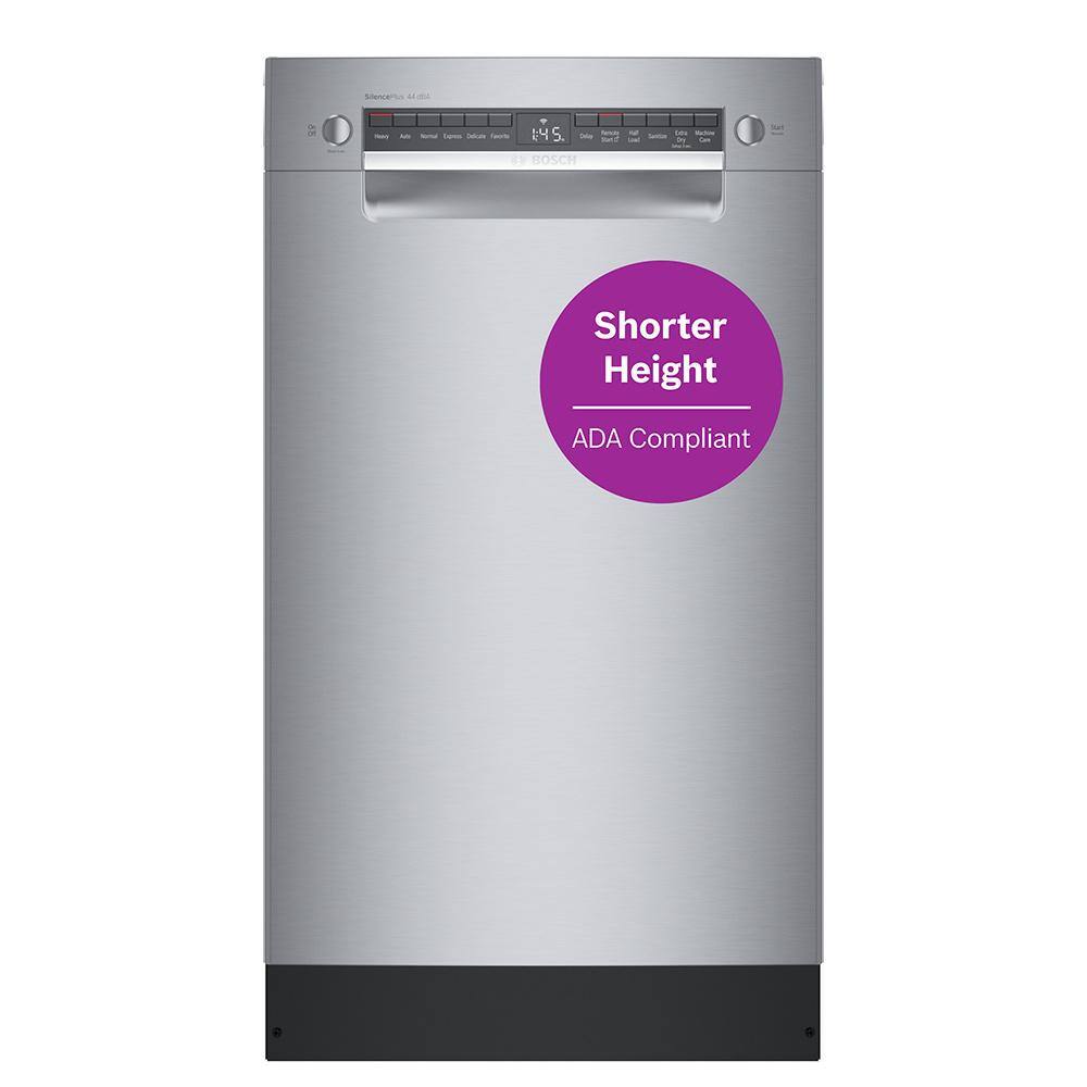 Bosch 800 Series 18 in. ADA Compact Front Control Dishwasher in Stainless Steel with Stainless Steel Tub and 3rd Rack 44dBA SPE68B55UC